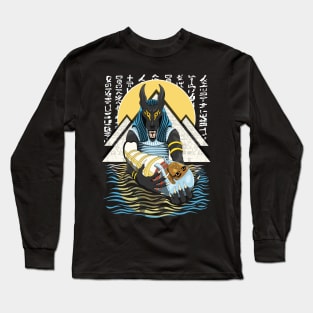 Anubis Egyptian God Graphic Design | Ancient Egypt Art Long Sleeve T-Shirt